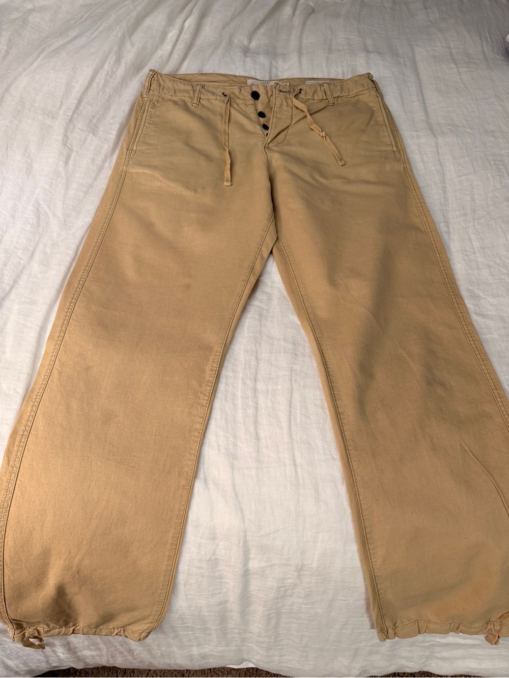 H&M Men's Linen Drawstring Jogger Pants Beige